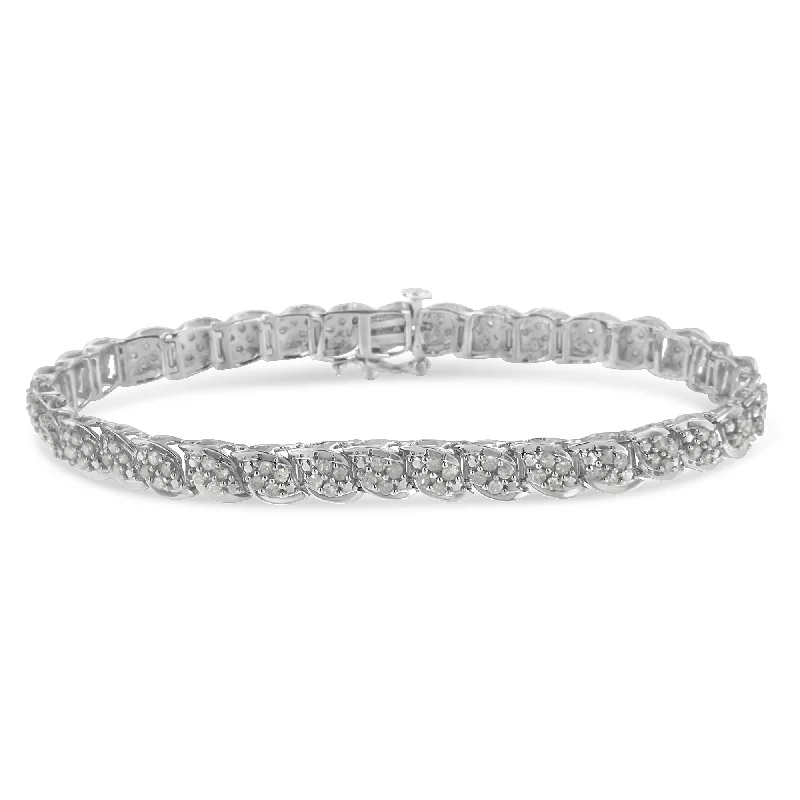 Sterling Silver Diamond Link Bracelet