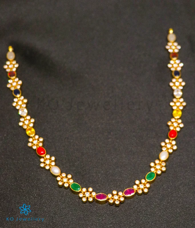 chunky necklaces for women -The Yajata Silver Navratna Necklace