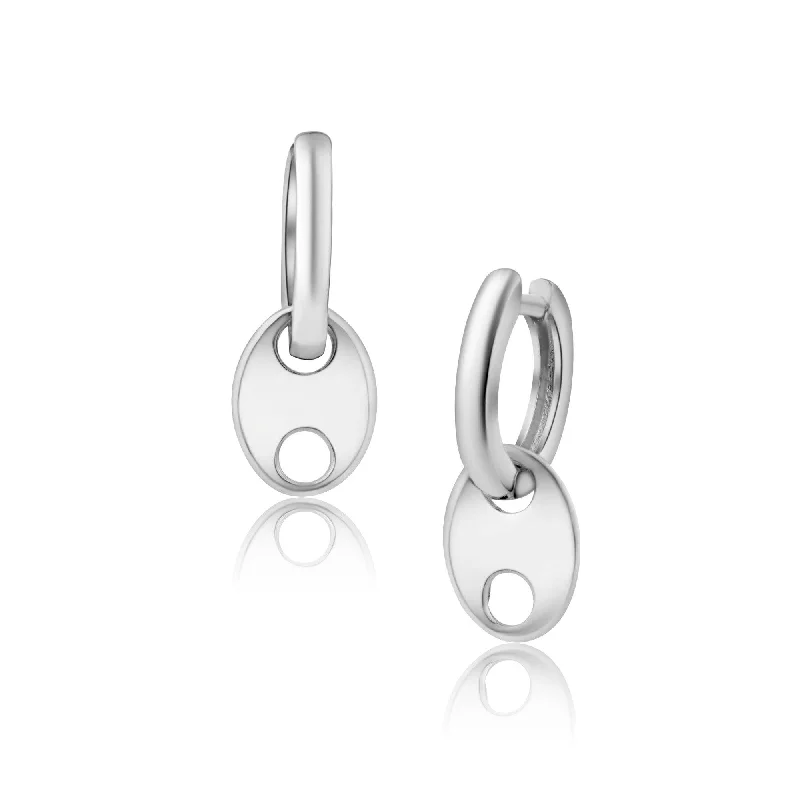 unique earrings for women -925 Sterling Silver 12.5mm Dangling Marina Hoop Earring - SRE00002