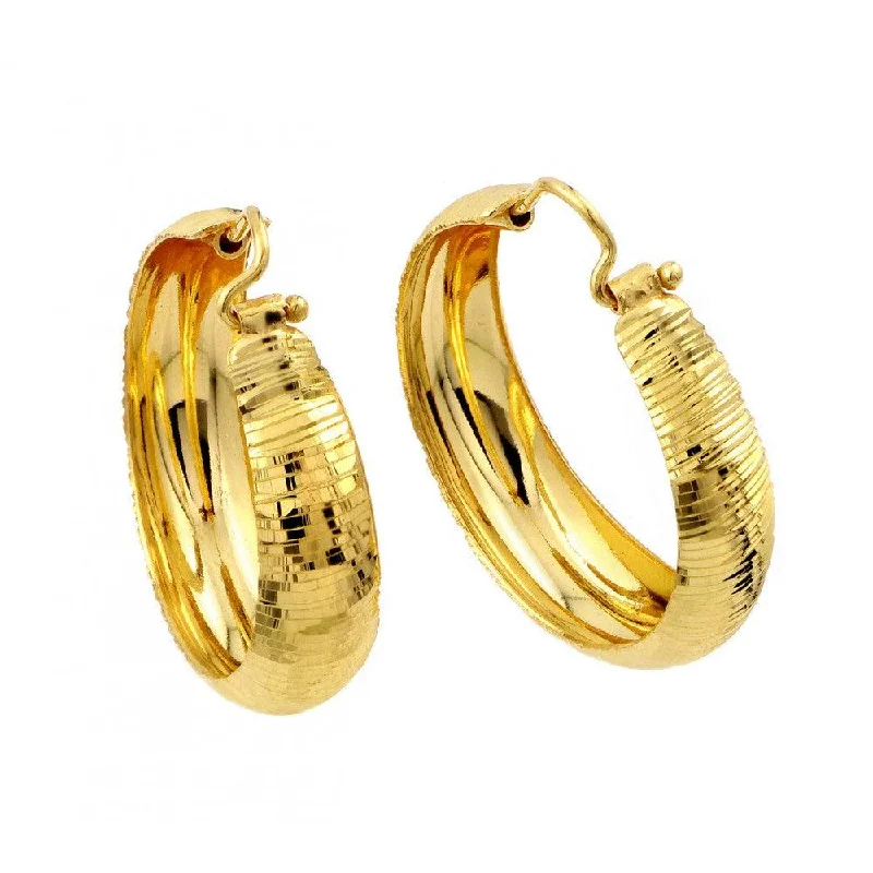 geometric diamond earrings for women -Silver 925 Gold Plated Hoop Earrings - ITE00078GP