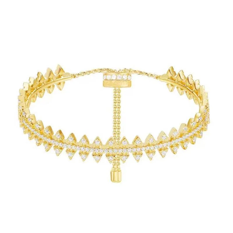 Round Diamond Golden Gear Adjustable Bracelet