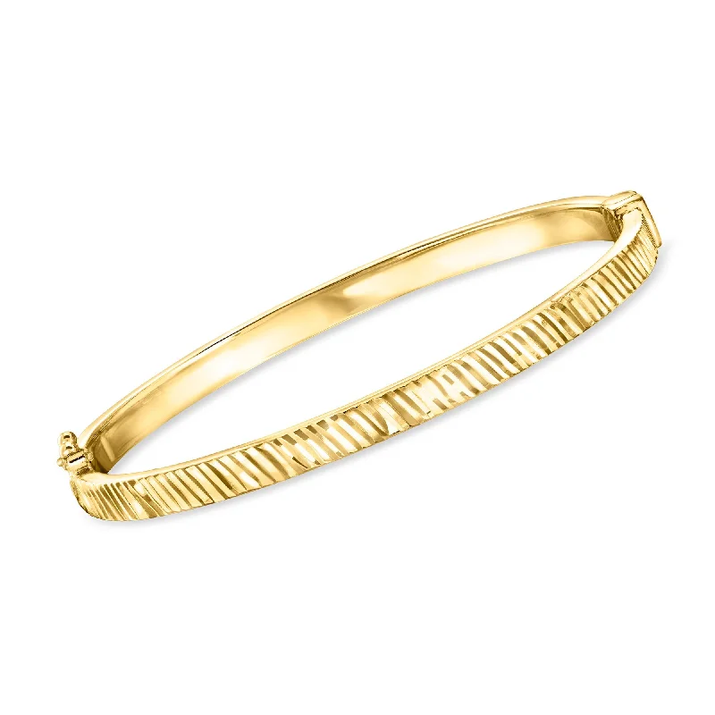 RS Pure by Ross-Simons 18kt Gold Vermeil Textured Bangle Bracelet