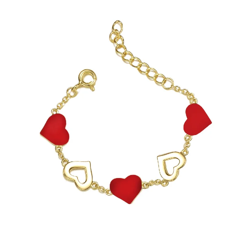 RG 14k Yellow Gold Plated Forever Heart Toddler Bracelet, Adjustable in Length