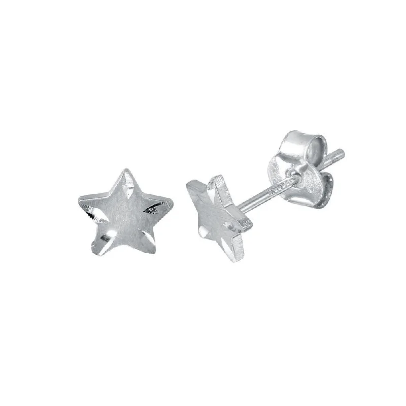 crystal earrings for women -Rhodium Plated 925 Sterling Silver DC Star Earrings - ECE00038RH