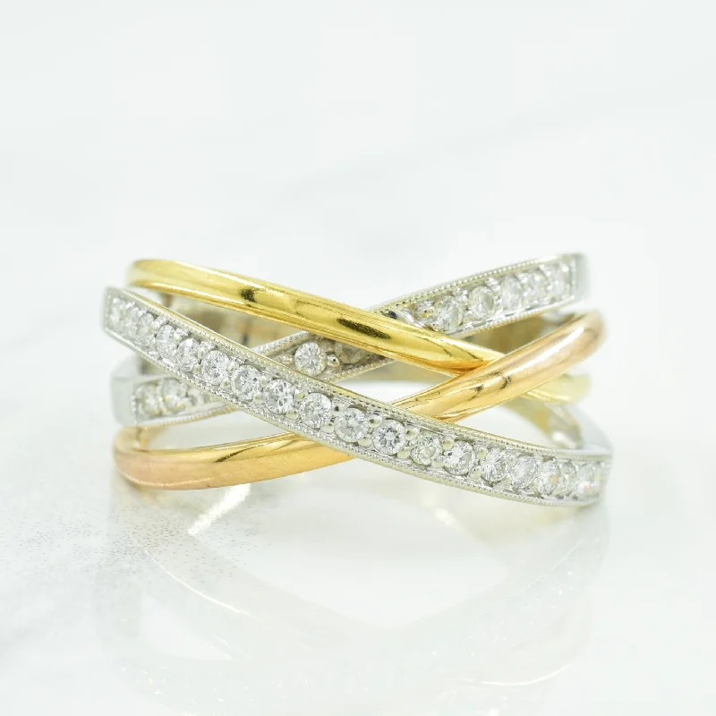 Tri Tone Gold Diamond Ring | 0.28ctw | SZ 8 |