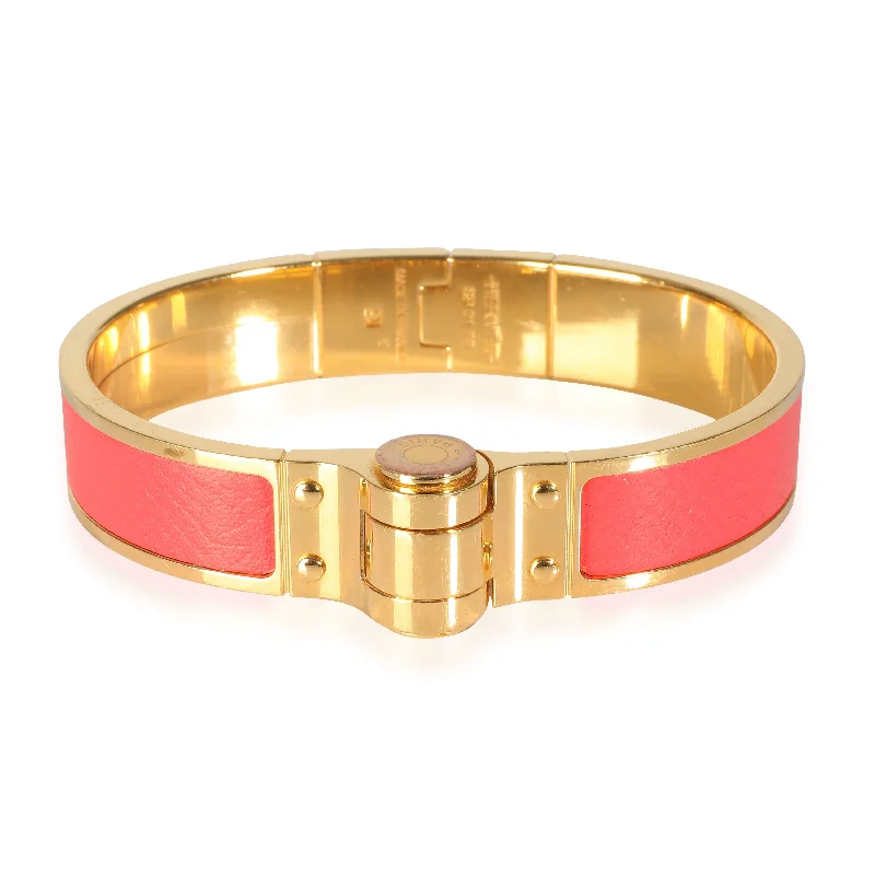 Hermès Hinges Bangle with Coral Leather