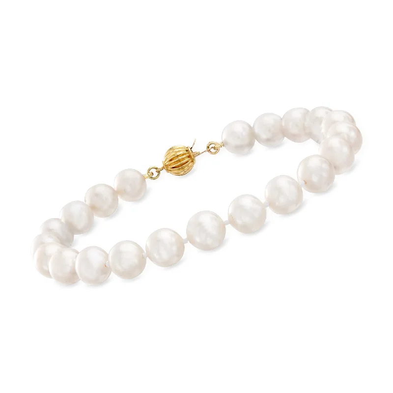 Ross-Simons 7-7.5mm Cultured Pearl Bracelet With 14kt Yellow Gold