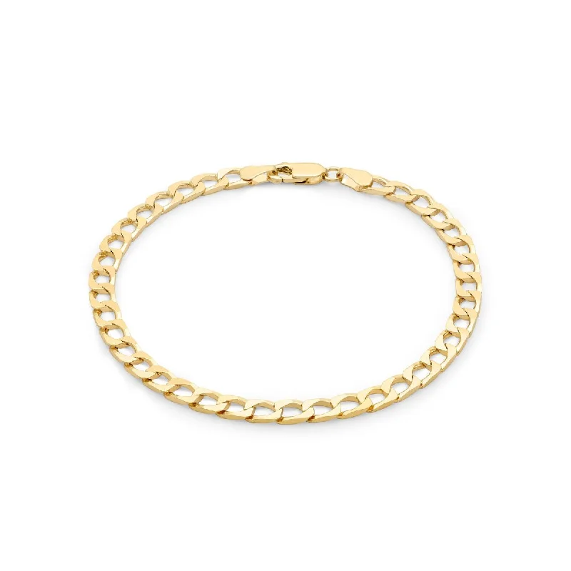 9K Yellow Gold 140 Flat Square Curb Chain Bracelet /8"