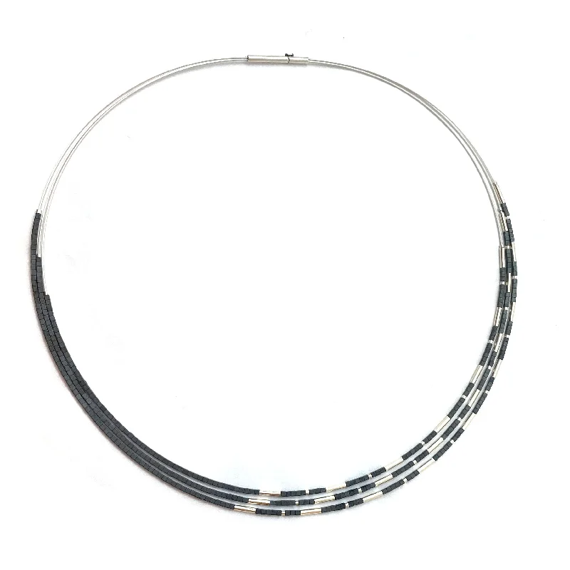 classic diamond necklaces for women -Silver Hematite Collar Necklace