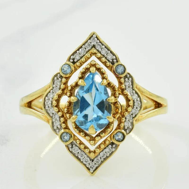 'Disney' Blue Topaz & Diamond Ring | 0.85ctw, 0.10ctw | SZ 6.75 |