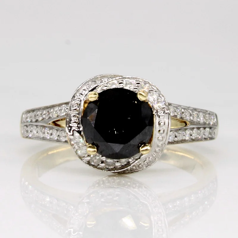 women’s diamond wedding rings -Black Diamond Engagement Ring | 1.10ct, 0.14ctw | SZ 7 |