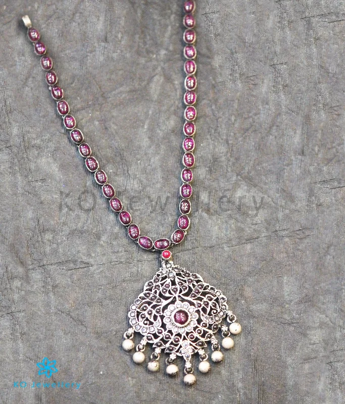 engagement necklaces for women -The Udayat Silver Kempu Necklace