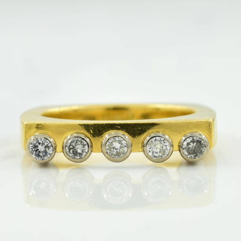 Five Stone Diamond Squared Ring | 0.25ctw | SZ 6.5 |