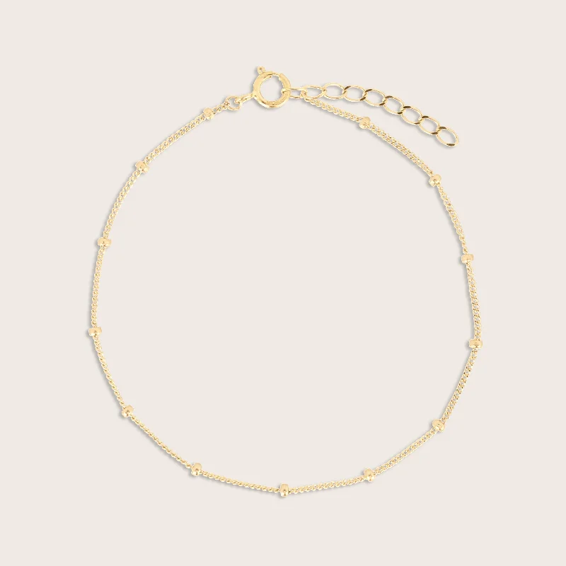 14k Yellow Gold Beaded Chain Bracelet