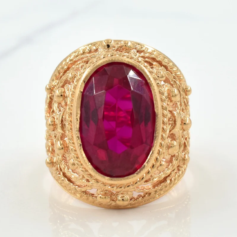 1976 Soviet Hallmarked Synthetic Ruby Cocktail Ring | 9.00ct | SZ 7.25 |