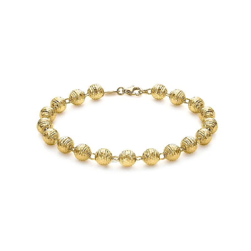 9K Yellow Gold Diamond Cut Balls Chain Bracelet