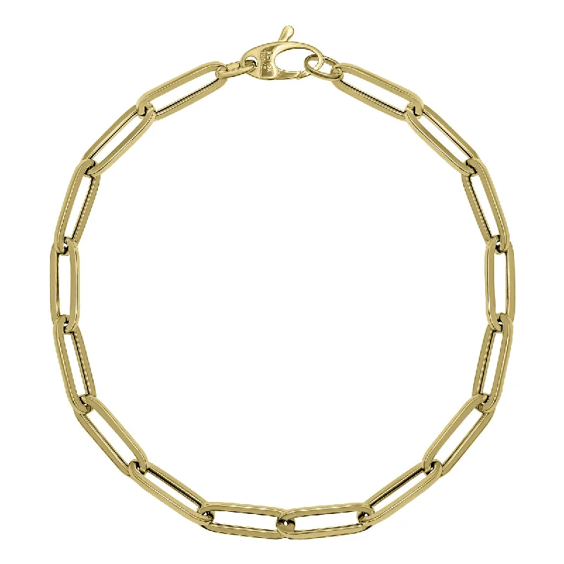 10K Yellow Gold 4.2Mm Dainty Paperclip Bracelet With Lobster Clasp