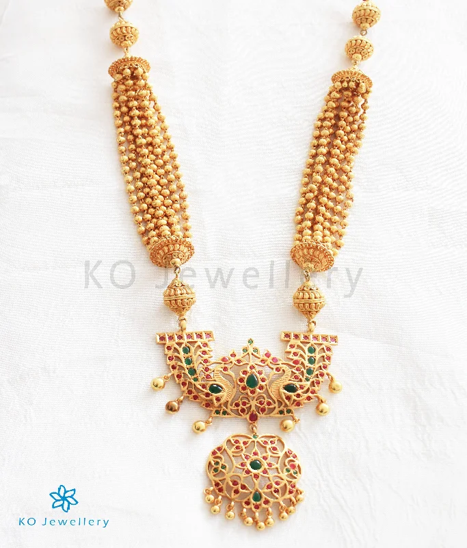 hand-crafted gold necklaces for women -The Srujati Silver Makarakanti Necklace