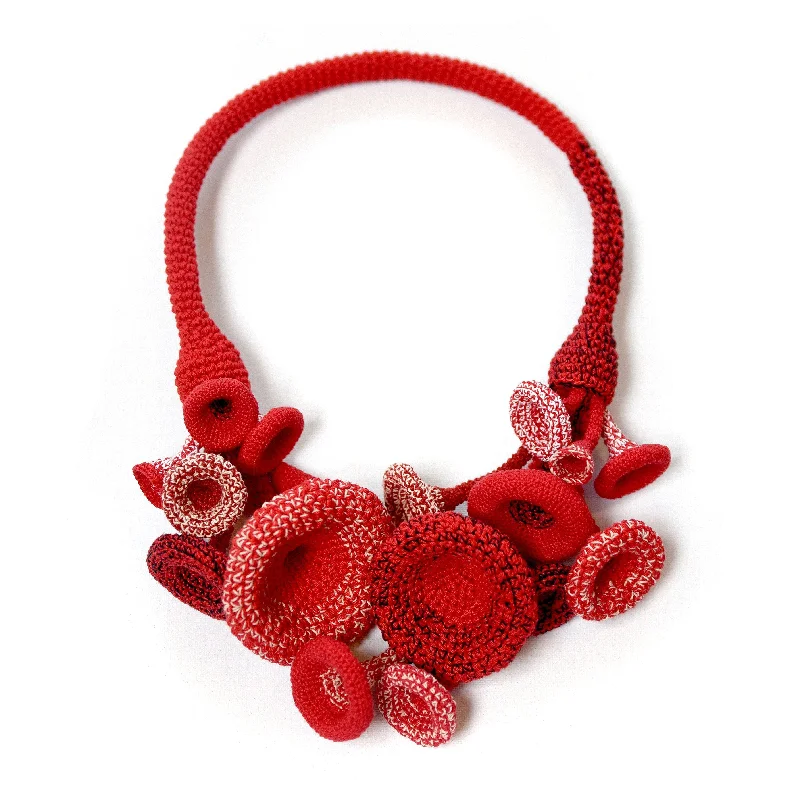 symbolic necklaces for women -Jin Yuri - Bright Red Cotton Coral Necklace