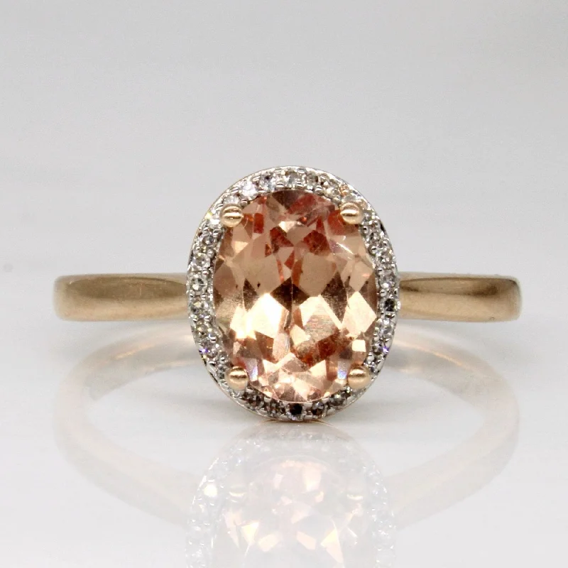 'Michael Hill' Synthetic Peach Sapphire & Diamond Cocktail Ring | 2.25ct, 0.10ctw | SZ 9.25 |