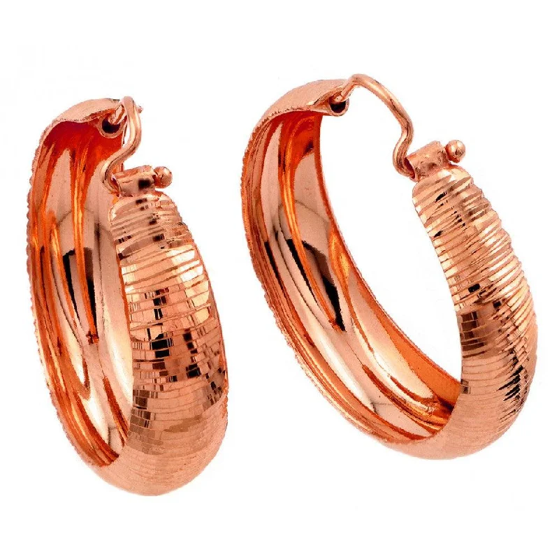 clip-on earrings for women -Silver 925 Rose Gold Plated Hoop Earrings - ITE00078RGP