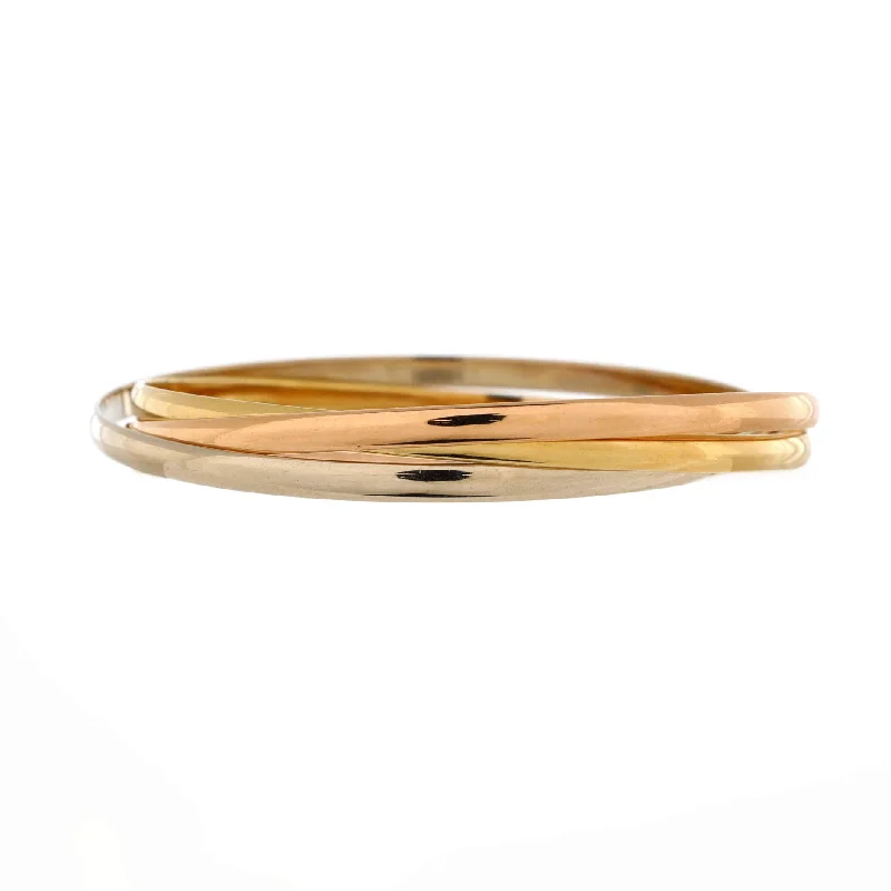 Trinity Bangle Bracelet 18K Tricolor Gold Medium