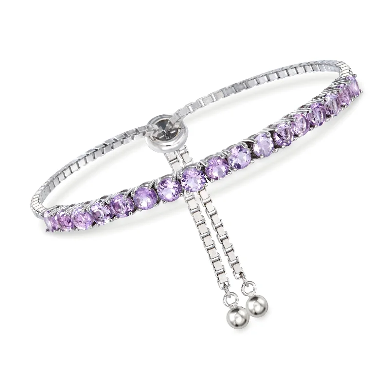 Ross-Simons Amethyst Bolo Bracelet in Sterling Silver