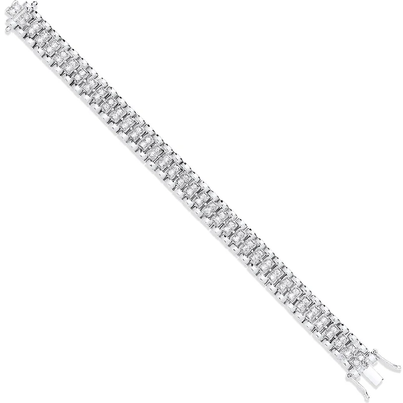 9K White Gold Cubic Zirconia Watch Strap Bracelet 6"