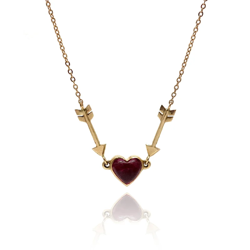 crystal charm necklaces for women -Tourmaline Heart and Arrows Necklace