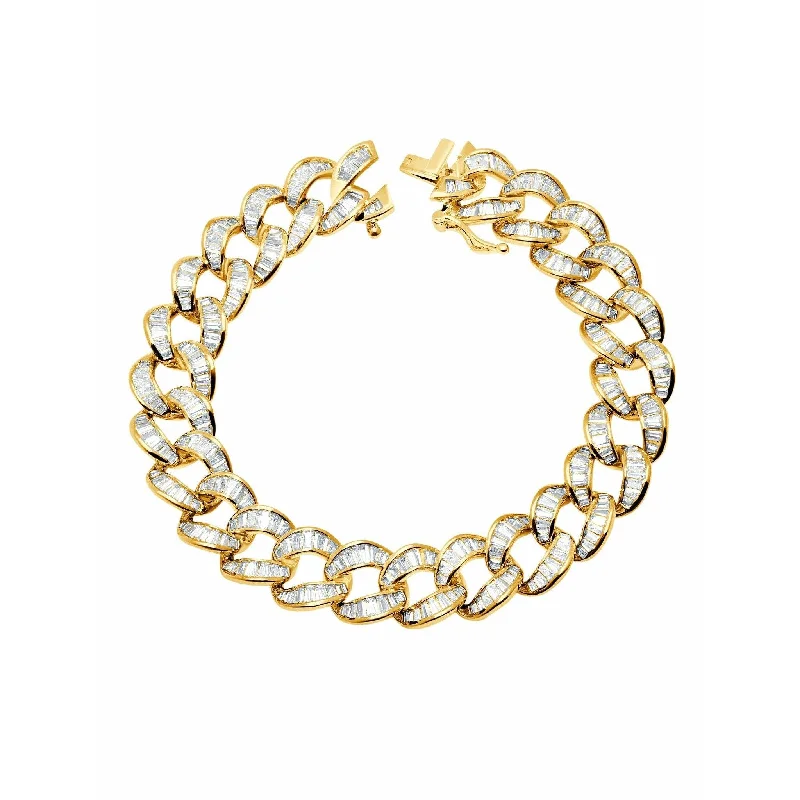 CRISLU Ice'd Bold Chain Bracelet 18k Gold Finish