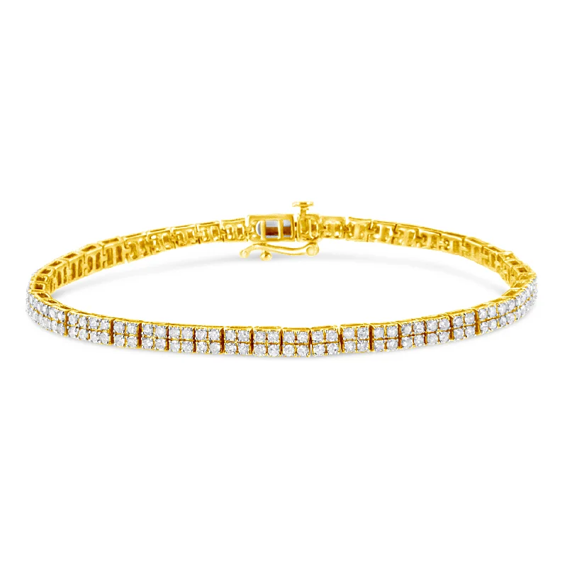 14K Yellow Gold Plated .925 Sterling Silver 3.0 Cttw Diamond Link Bracelet