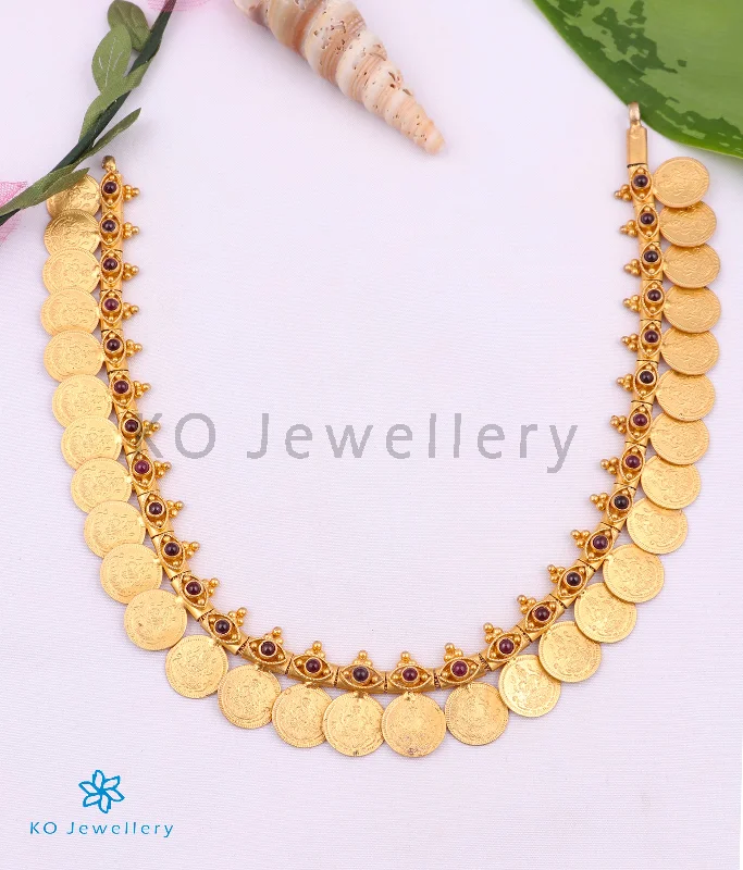 minimalist gold necklaces for women -The Rishita Silver Lakshmi Kasumala Coin Necklace