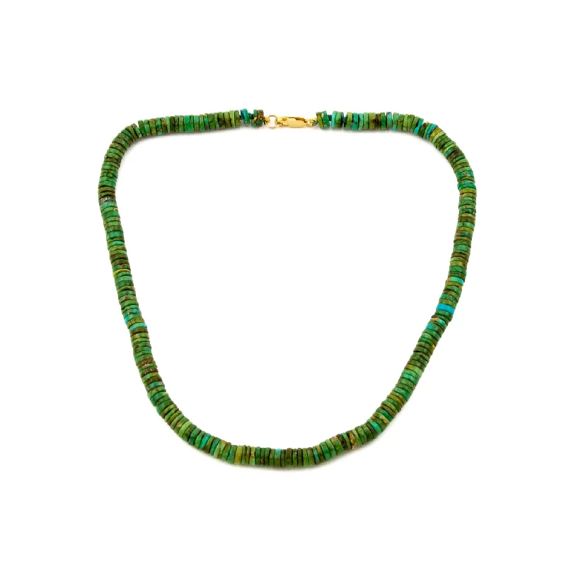 designer necklaces for women -Sonoran Gold Green Turquoise Heishi Necklace