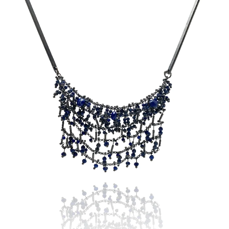 statement necklaces for women -Layered Lapis Necklace