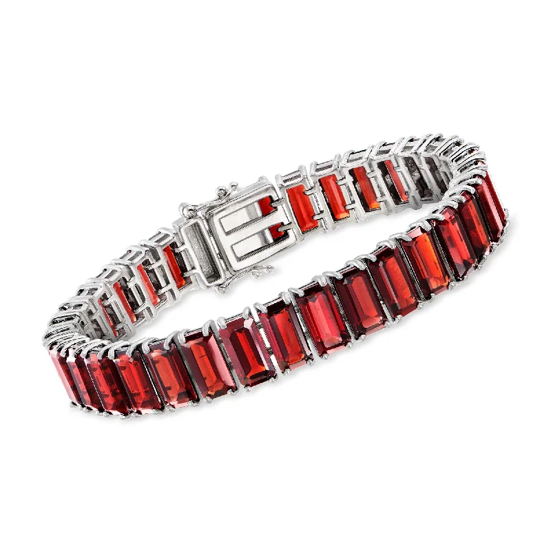 Ross-Simons Emerald-Cut Garnet Tennis Bracelet in Sterling Silver