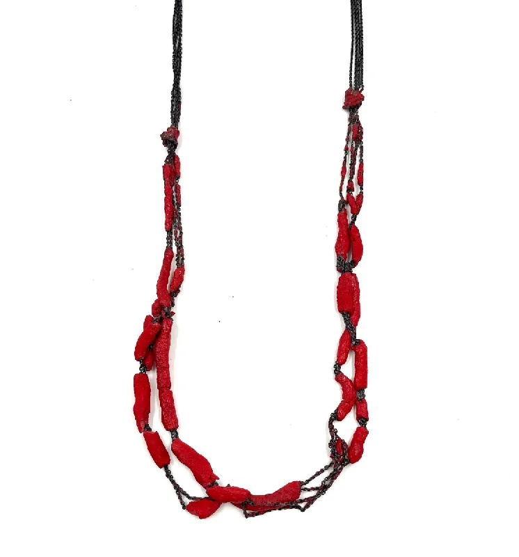 sparkling crystal necklaces for women -Liana Pattihis - Coral and Enamel Necklace