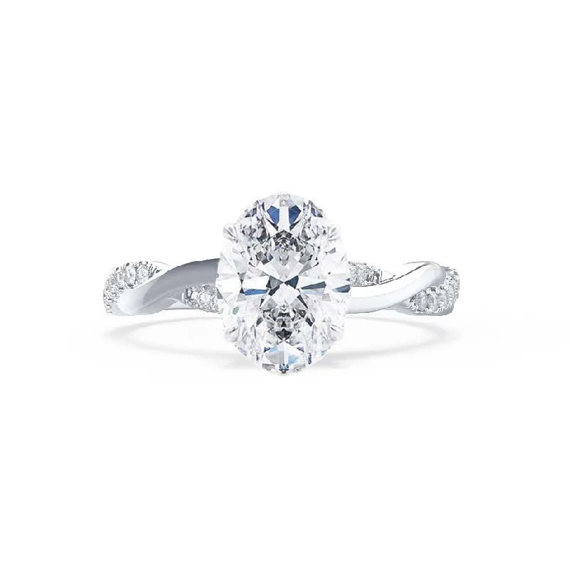 modern gold engagement rings -1.50 CT Oval Shaped Moissanite Solitaire Twisted Style Engagement Ring