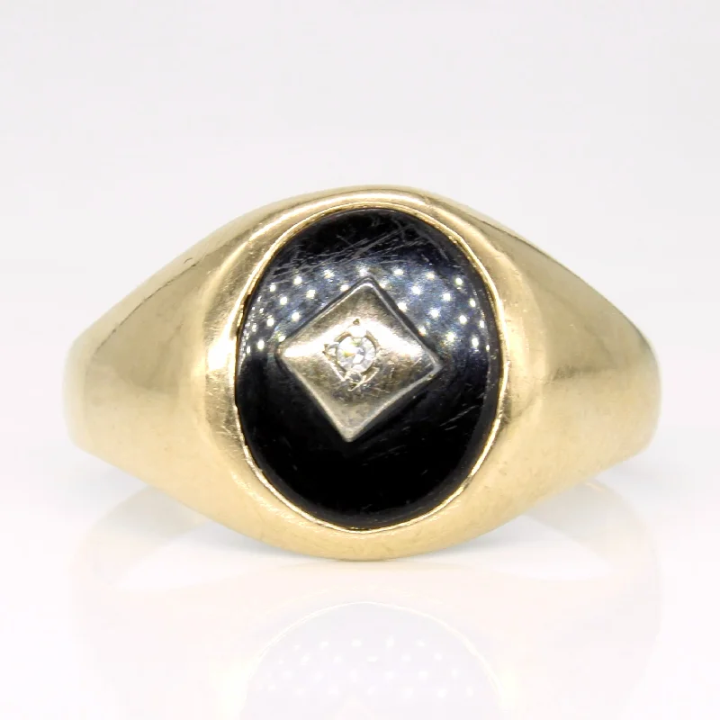 Onyx & Diamond Ring | 2.25ct, 0.01ct | SZ 10.75 |