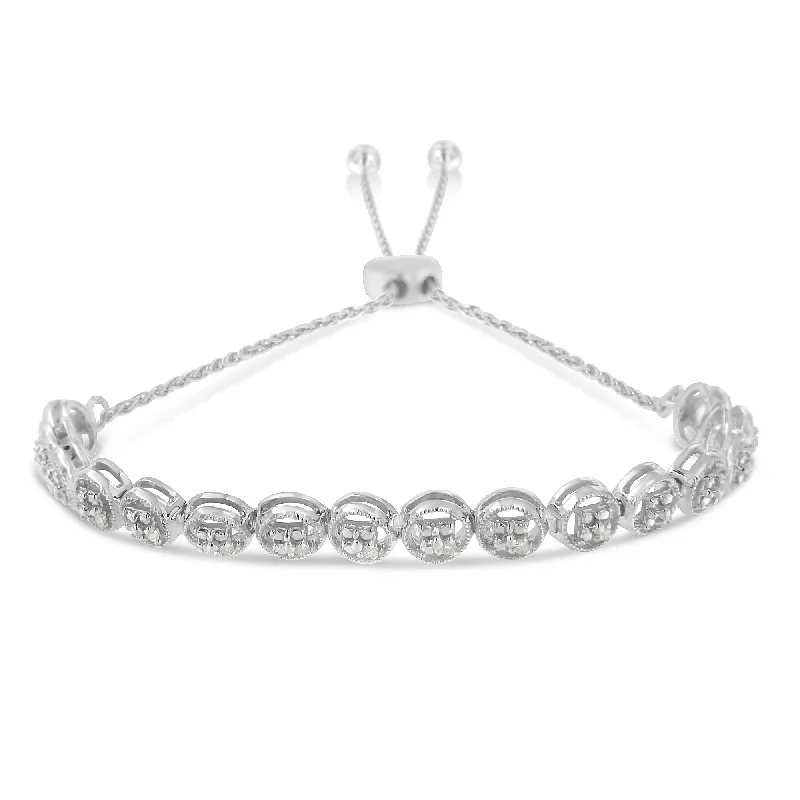 Sterling Silver Diamond Bolo Bracelet