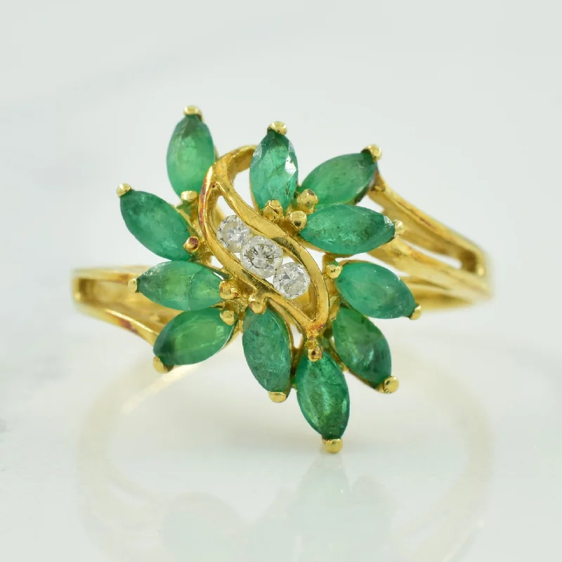 Emerald & Diamond Bypass Ring | 0.50ctw, 0.05ctw | SZ 6.5 |