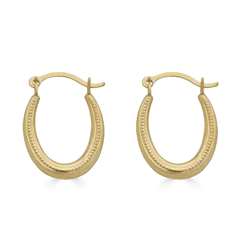 flower-shaped earrings for women -14E00366 - 14 Karat Yellow Gold Rope Design Latch Back Hoop Earring