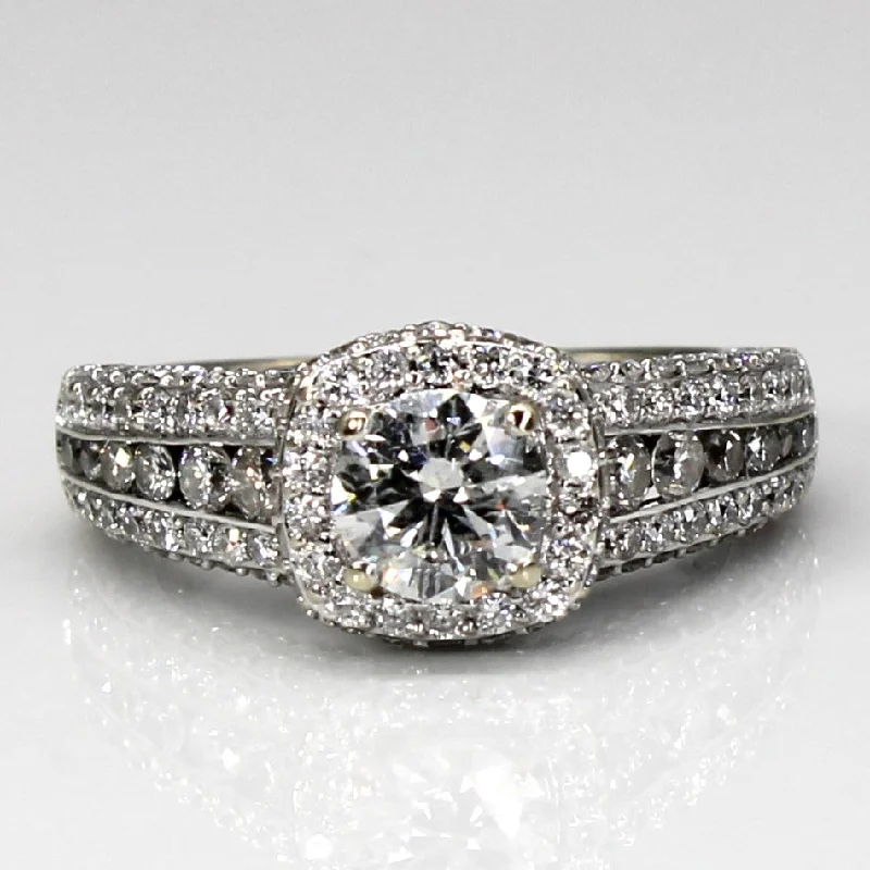 women’s engagement rings with diamonds -Halo Style Diamond Engagement Ring | 1.30ctw | SZ 4 |