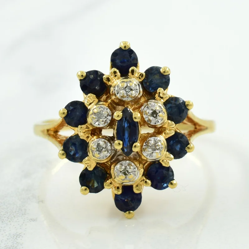 Blue Sapphire & Diamond Cocktail Ring | 1.15ctw, 0.02ctw | SZ 8.25 |