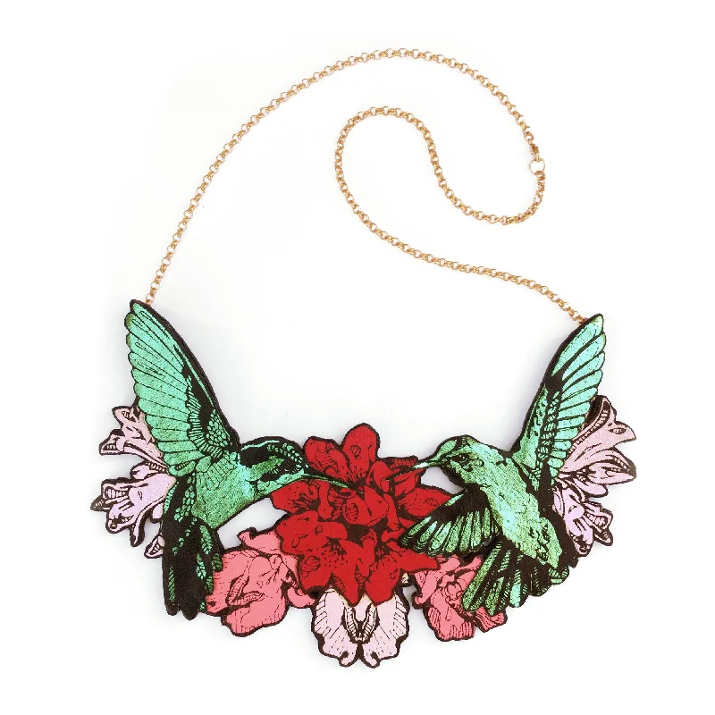 trendy gold necklaces for women -DOUBLE HUMMINGBIRD . necklace