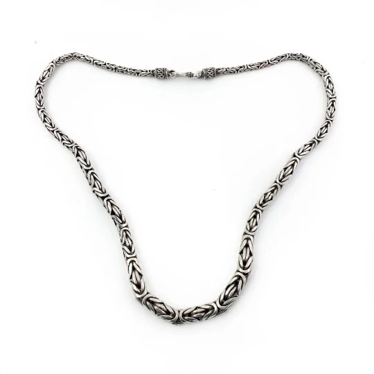 matching necklaces for couples -Sterling Silver Graduated Bali Necklace