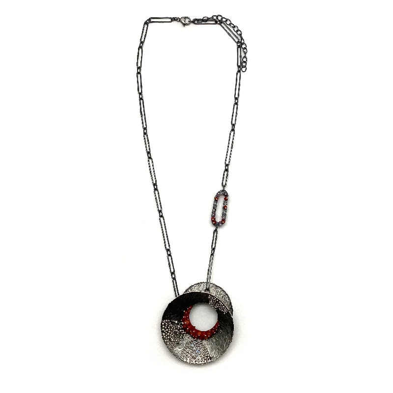 diamond necklaces for women -Carnelian and Silver Concave Necklace