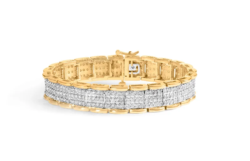 10K Yellow Gold 5.00 Cttw Round-Cut Diamond Link 7" Bracelet