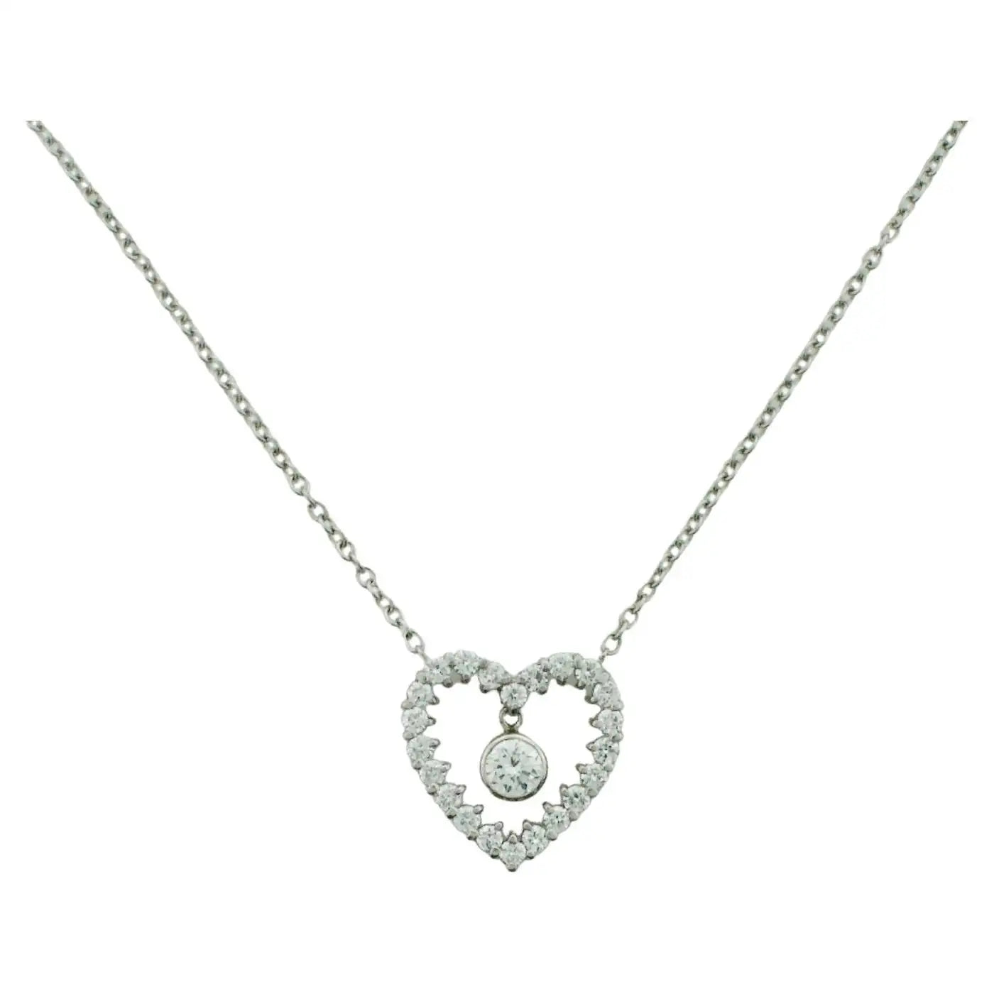 symbolic necklaces for women -Platinum and Diamond Heart Necklace 1.05 Carats Total Weight