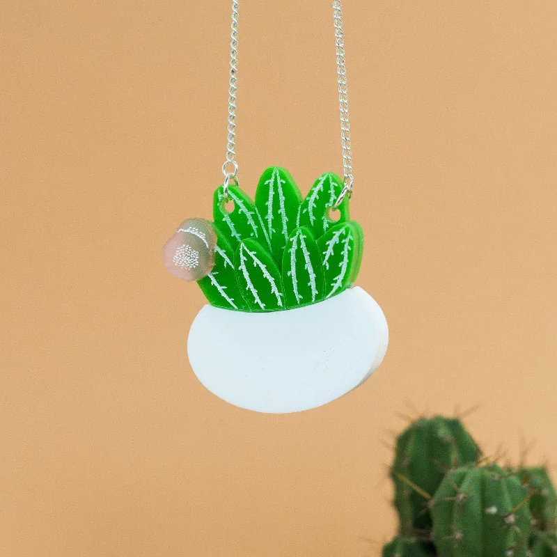 layered necklaces for women -Flowering Cactus Necklace