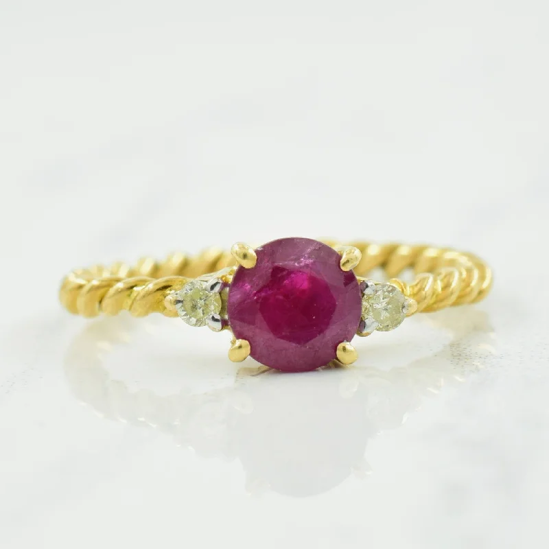 Ruby & Diamond Ring | 0.65ct, 0.04ctw | SZ 3.5 |